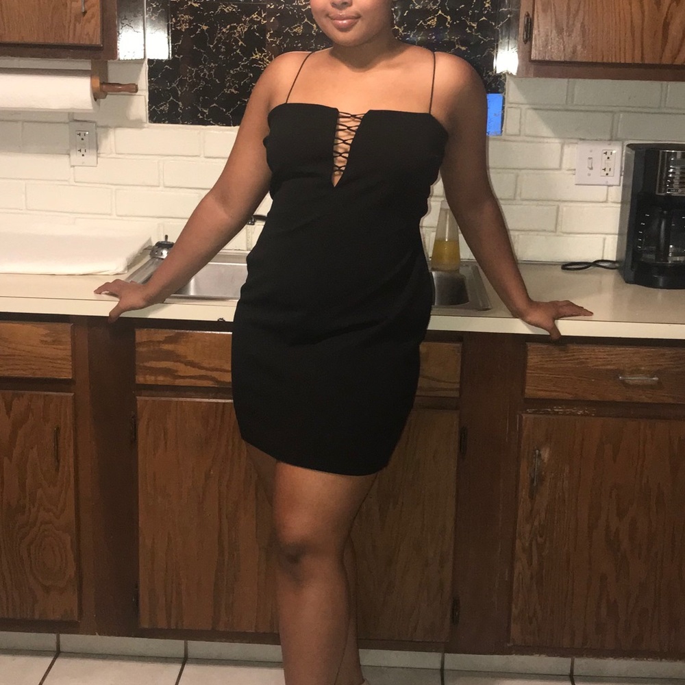 A black semi formal dress.